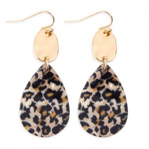 Leopard print acetate teardrop earrings